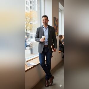 Cricketeer grey textured men's rustic suit jacket